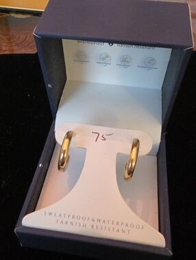 Polished Gold Hoop Earrings - Women Jewelry Waterproof